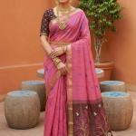 Evocative Pink Pure Munga Cotton Silk Saree With Staggering Blouse Piece
