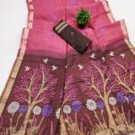 Evocative Pink Pure Munga Cotton Silk Saree With Staggering Blouse Piece