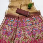 Quintessential Beige Pure Munga Cotton Silk Saree With Snazzy Blouse Piece