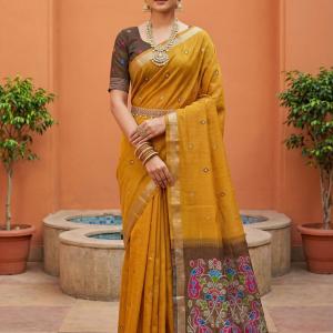Wonderful Mustard Pure Munga Cotton Silk Saree With Radiant Blouse Piece