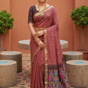 Exceptional Pink Pure Munga Cotton Silk Saree With Jazzy Blouse Piece