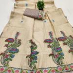 Nebula Beige Pure Munga Cotton Silk Saree With Splendorous Blouse Piece
