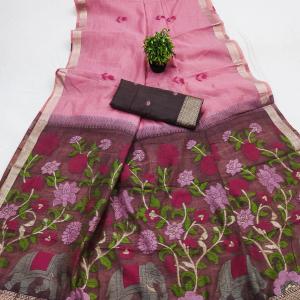 Panoply Pink Pure Munga Cotton Silk Saree With Sensational Blouse Piece