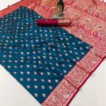 Splendiferous Rama Soft Banarasi Silk Saree With Supernal Blouse Piece