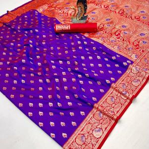 Resplendent Royal Purple Soft Banarasi Silk Saree With Murmurous Blouse Piece