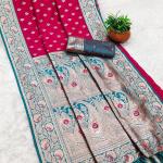 Unequalled Dark Pink Soft Banarasi Silk Saree With Scintilla Blouse Piece