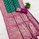 Profuse Green Soft Banarasi Silk Saree With Fancifull Blouse Piece