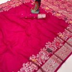 Comely Dark Pink Soft Banarasi Silk Saree With Delectable Blouse Piece