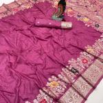 Vibrant Pink Soft Banarasi Silk Saree With Artistic Blouse Piece