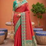 Ornate Peach Pure Zari Weaving Banarasi Silk Saree With Arresting Blouse Piece