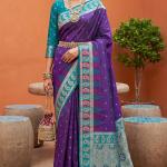 Fairytale Royal Purple Pure Zari Weaving Banarasi Silk Saree With Luxuriant Blouse Piece