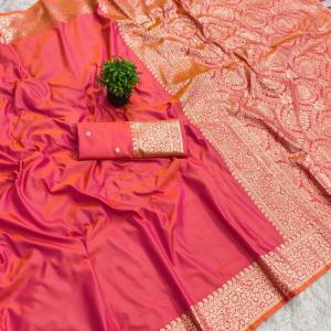 Invaluable Pink Pure Banarasi Silk Saree With Cynosure Blouse Piece