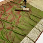 Redolent Green Soft Banarasi Silk Saree With Evanescent Blouse Piece