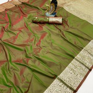 Redolent Green Soft Banarasi Silk Saree With Evanescent Blouse Piece