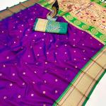 Exuberant Purple Paithani Silk Saree With Captivating Blouse Piece