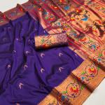 Refreshing Purple Paithani Silk Saree With Classy Blouse Piece