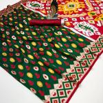 Snappy Dark Green Soft Banarasi Ikkat Saree With Scintillating Blouse Piece