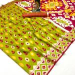 Designer Parrot Soft Banarasi Ikkat Saree With Tantalizing Blouse Piece