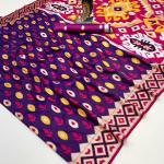 Elaborate Purple Soft Banarasi Ikkat Saree With Desirable Blouse Piece