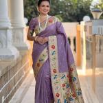 Extraordinary Lavender Paithani Silk Saree With Dissemble Blouse Piece