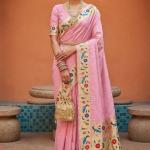 Resonant Baby Pink Paithani Silk Saree With Mellifluous Blouse Piece