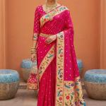 Seraglio Dark Pink Paithani Silk Saree With Stylish Blouse Piece