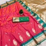 Surreptitious Pink Pure Zari Weaving Banarasi Silk Saree With Lissome Blouse Piece