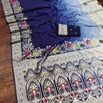 Marvellous Blue Viscose Dola Silk Saree With Smart Blouse Piece