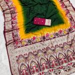 Resplendent Dark Green Banarasi Dola Silk Saree With Demesne Blouse Piece
