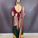 Resplendent Dark Green Banarasi Dola Silk Saree With Demesne Blouse Piece