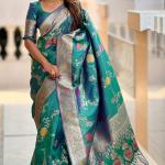 Vivacious Sea Green Pure Zari Weaving Banarasi Silk Saree With Hypnotic Blouse Piece