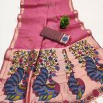 Transcendent Pink Pure Munga Cotton Silk Saree With Elegant Blouse Piece