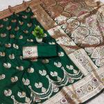 Proficient Dark Green Soft Banarasi Silk Saree With Sophisticated Blouse Piece