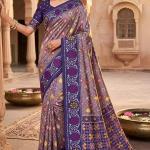 Enthralling Lavender Patola Silk Saree with Embellished Blouse Piece