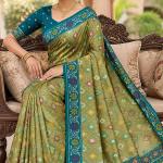 Divine Pista Patola Silk Saree with Vibrant Blouse Piece