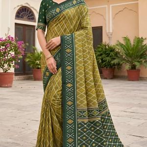 Imbrication Green Patola Silk Saree with Evocative Blouse Piece