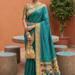Proficient Sea Green Paithani Silk Saree With Amiable Blouse Piece