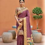Marvellous Wine Paithani Silk Saree With Elaborate Blouse Piece