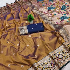 Scrumptious Mustard Paithani Silk Saree With Seraphic Blouse Piece