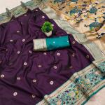 Eclat Purple Paithani Silk Saree With Fantabulous Blouse Piece