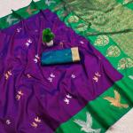 Rhapsodic Purple Pure Zari Weaving Banarasi Silk Saree With Ethereal Blouse Piece