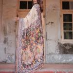 Printed Beige Linen Saree for Women with Multicolor Pallu and Ethnic Border – Lightweight Casual Wear
