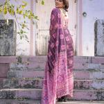 Printed Pink Linen Saree for Women with Multicolor Pallu and Ethnic Border – Lightweight Casual Wear
