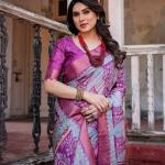 Printed Multicolor Linen Saree for Women with Multicolor Pallu and Ethnic Border – Lightweight Casual Wear