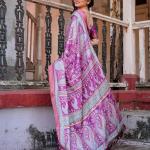 Printed Multicolor Linen Saree for Women with Multicolor Pallu and Ethnic Border – Lightweight Casual Wear