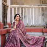 Printed Onion Linen Saree for Women with Multicolor Pallu and Ethnic Border – Lightweight Casual Wear