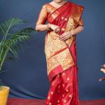 Glamgait Soft Lichi Silk Jacquard Saree