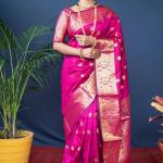 Glamgait Soft Lichi Silk Jacquard Saree