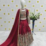 Maroon Traditional Mirror Work Lehenga Choli for Girls