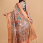 Elegant Printed Silk Saree with Golden Border | Traditional Indian Saree for Weddings & Festivals